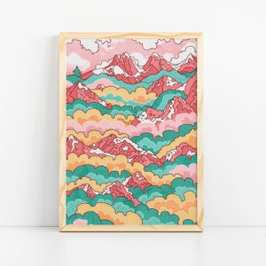 Raspberry Hills Art Print - Cadeau de Noël pour elle - Carte arc-en-ciel - Amour et amitié - Good Vibes - Stocking Filler - Anniversaire