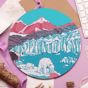 Arctic Polar Bears Mouse Pad Christmas Day Gift Stocking Fillers Cute Mouse Mat Kawaii Computer Accessory Climate Change Landscape image 2