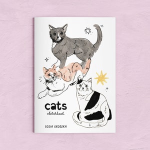 Cats Sketchbook Zine - Artist Zine - Art Sketchbook - Illustration Sketchbook Zine- Gosia Grodzka Illustration