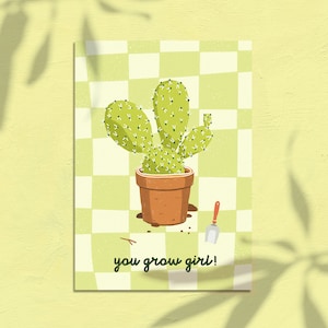 Carte de voeux You Grow Girl - carte de cactus - impression d'art succulente - illustration de cactus