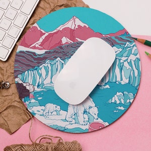 Arctic Polar Bears Mouse Pad Christmas Day Gift Stocking Fillers Cute Mouse Mat Kawaii Computer Accessory Climate Change Landscape image 8