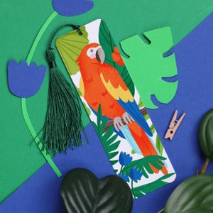 Scarlet Macaw Aluminium Bookmark - Illustration Bookmark - Book Accessory - Jungle Parrot Illustration - Christmas Gift - Nature Art