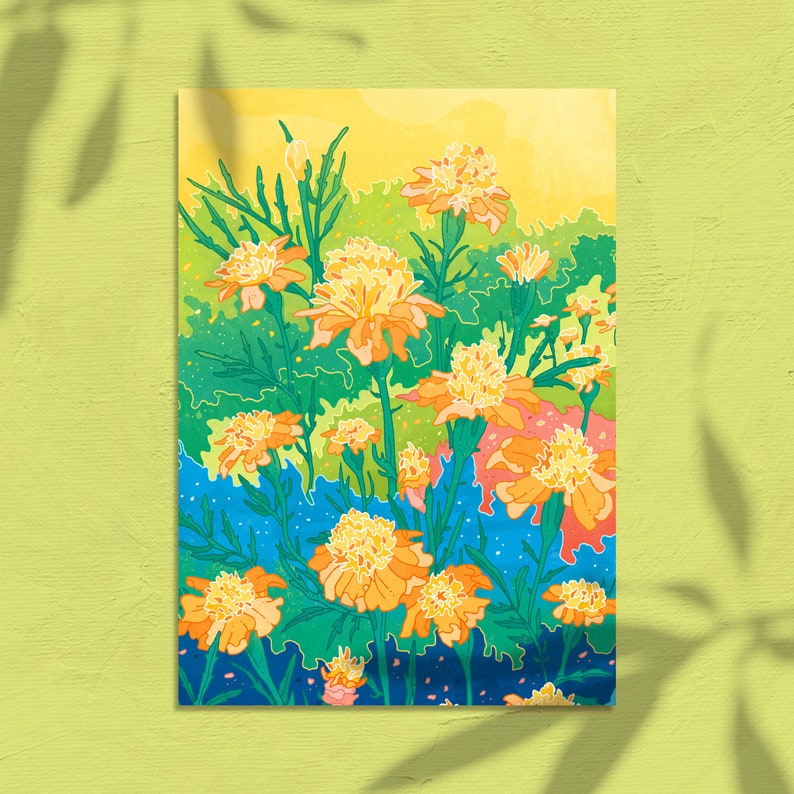 Yellow Flowers Greeting Card New Home Card Birthday Card Illustration Nature Lover Illustration Garden Vibes image 1