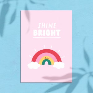 Shine Bright Greeting Card - Rainbow Illustration - Pride Greeting Card - LGBTQ+