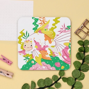 Regenbogen Fisch Untersetzer - Illustrierte Wohnaccessoires - Kinderuntersetzer - Süßer Fisch - Neues Zuhause Geschenk - Wohndekor - Geburtstagsgeschenk