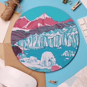 Arctic Polar Bears Mouse Pad Christmas Day Gift Stocking Fillers Cute Mouse Mat Kawaii Computer Accessory Climate Change Landscape image 7