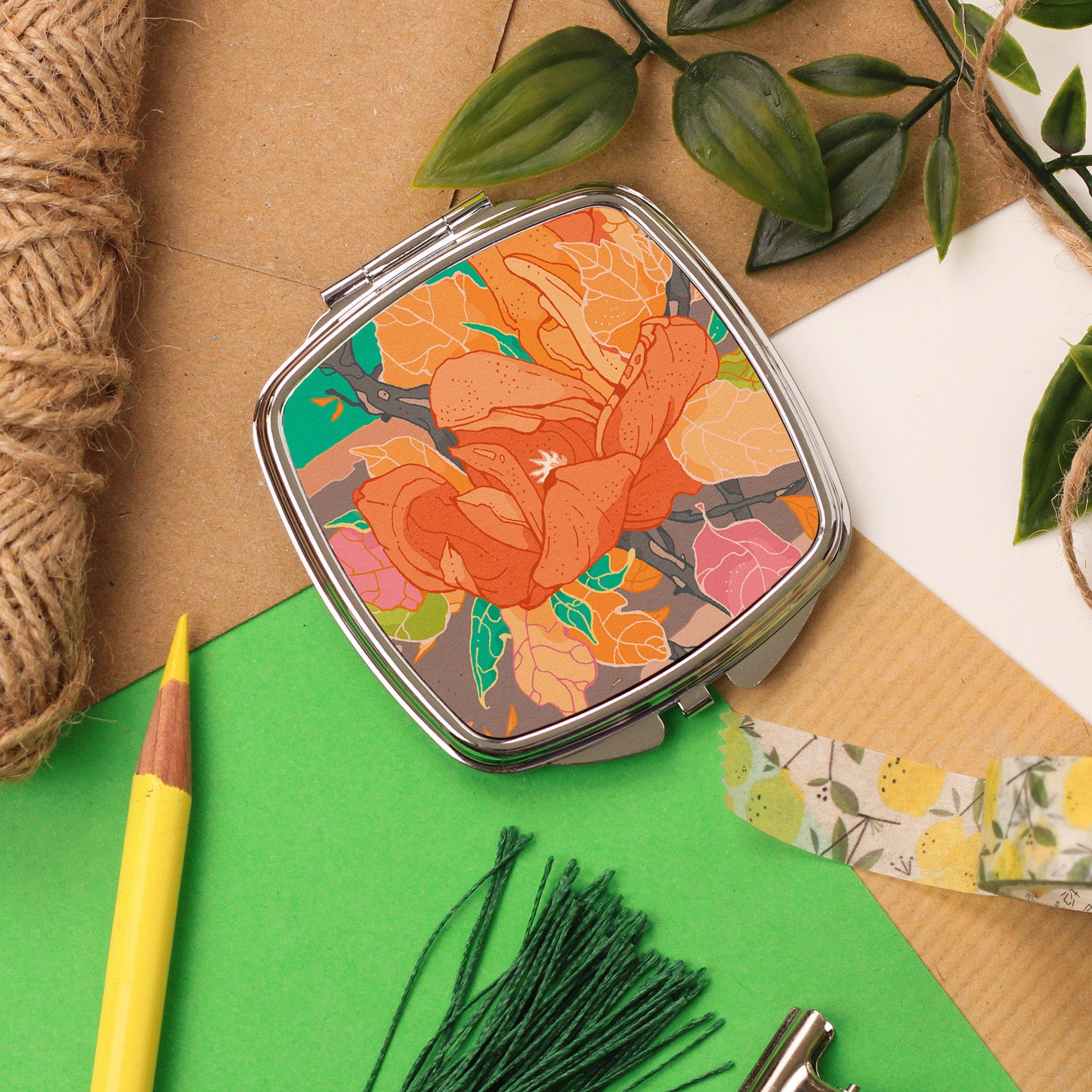 Garden Flowers Pocket Mirror Beautiful Compact Mirror Etsy