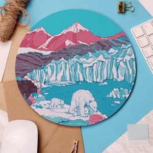 Arctic Polar Bears Mouse Pad Christmas Day Gift Stocking Fillers Cute Mouse Mat Kawaii Computer Accessory Climate Change Landscape image 5