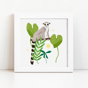Lemur Print - Jungle Tiger Illustration - Illustration animalière - Faune - Illustration singe - Animaux mignons - Jour de la Terre
