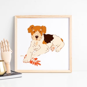 Fox Terrier Art Print - Cute Dog Print - Animal Illustration - Dog Breeds Art - Puppy Art - Dog breeds - Baby Room Print - Baby Shower