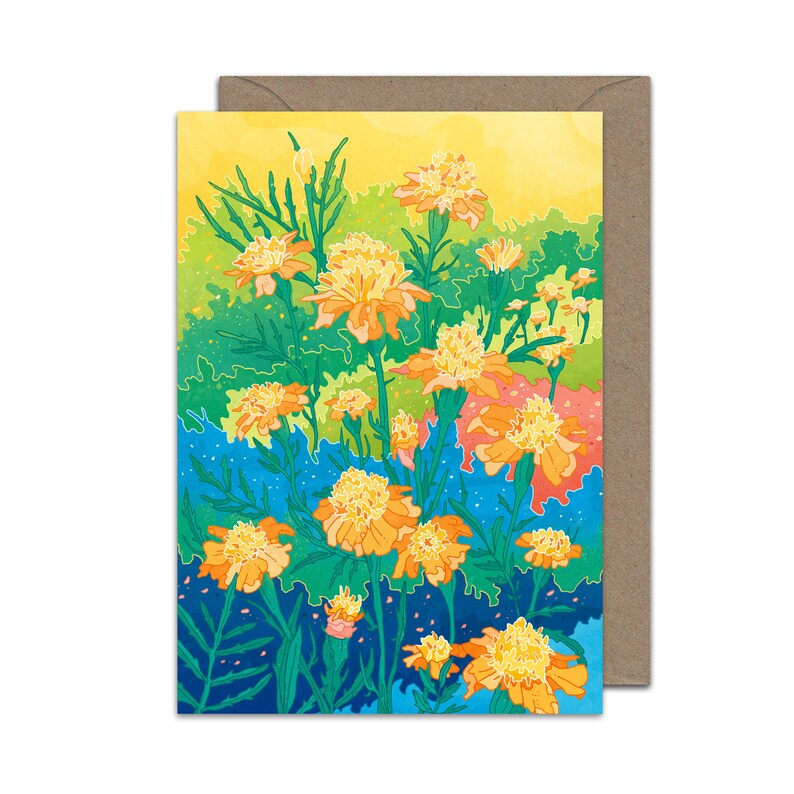 Yellow Flowers Greeting Card New Home Card Birthday Card Illustration Nature Lover Illustration Garden Vibes image 2