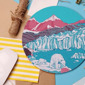 Arctic Polar Bears Mouse Pad Christmas Day Gift Stocking Fillers Cute Mouse Mat Kawaii Computer Accessory Climate Change Landscape image 4