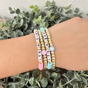 30 Bracelets Silicone Naapesi Gender Reveal - 15 Bleu Team Boy, 15 Rose Team Girl - Pour Baby Shower