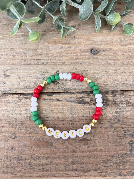 16 De Septiembre, Mexican Independence Day,bracelets, Mexican Flag Jewelry,  Personalized Mexico Bracelets, Red White and Green Bracelets 