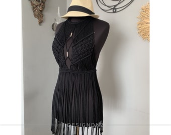 Handmade Macrame Dress: Boho Festival Beach Cover-Up