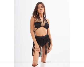 Handmade Macrame Dress: Boho Beach Cover Up, Festival Clothing