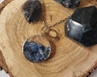 Blue Kyanite Pendant Necklace – Raw Crystal Healing Jewelry, Boho Gift for Her