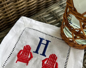 Servilletas de cóctel personalizadas con sillas Adirondack, regalos de verano para anfitrionas.