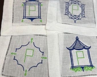 Servilletas de cóctel personalizadas estilo chinoiserie - Juego de 4