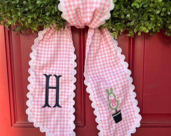 Faja de corona de Pascua personalizada, faja de conejo, decoración de primavera