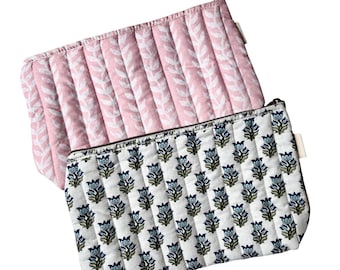 Neceser personalizado con cremallera y estampado de bloques, bolso de mano de tela, regalo para damas de honor