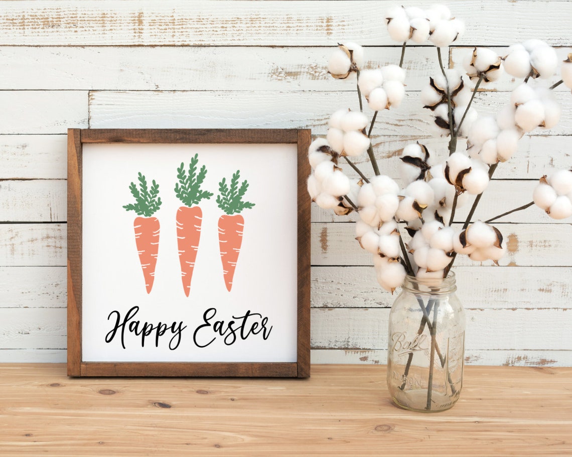 Happy Easter Farmhouse Sign Easter sign carrot sign Etsy