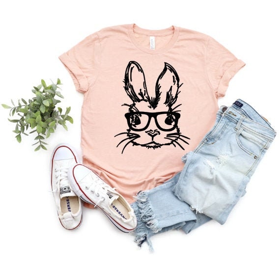 Rabbit with glasses Women's T-shirt | Etsy