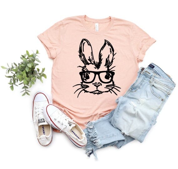 Rabbit with glasses Women's Tshirt Etsy