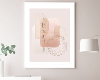 Pink Gold Glitter & Cream Wall Art | Abstract Wall Art | Abstract Art | Abstract Print | Gold Glitter Art | Blush Pink Wall Art Watercolour