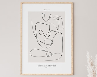 Illustration Linear Art LINEHEART • Linear Art Digital Download Printable Wall Art One Line Print Love Abstract