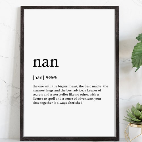 Nana Definition Print Nana Gift Gifts for Nana Nan Etsy