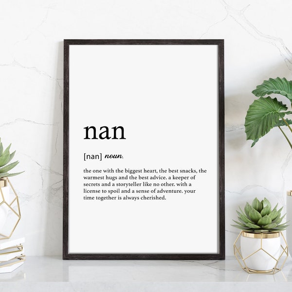 Nan Definition Print | Nan Gift | Gifts for Nan | Nan Print | Nan Christmas Gift | Nan Wall Art | Nan Birthday Gift | Nan Mother's Day Gift