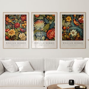 Set of 3 William Morris Prints, Three William Morris Exhibition Prints, William Morris Posters, Vintage Wall Art, Textiles Art, Vintage