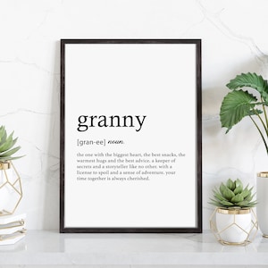 Grannie / Granny Definition Print | Granny Gift | Gifts for Gannie | Granny Wall Art | Home Decor | Grannie Print | Granny