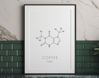 Coffee Print | Coffee Molecule Print | Caffeine Molecule | Caffeine Print | Kitchen Print