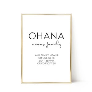 Ohana Means Family Wall Print Family Wall Art Family Print Home Decor ...