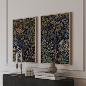 Set of 2 William Morris Prints, Dark William Morris Exhibition Print, William Morris Poster, Vintage Wall Art, Textiles Art, Pheasant Art