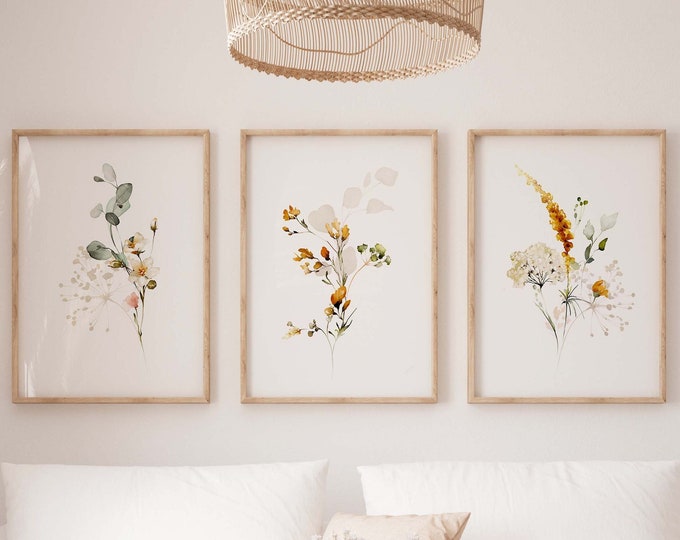 Set of 3 Prints Dining Room Art Living Room Wall Art Etsy