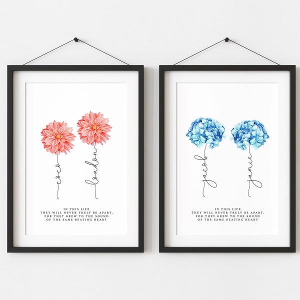 Personalised Twin Print | Twin Gift | Twin Quote | Twin Sisters Gift | Twin Brothers Gift | Twin Birth Gift | Twin Birthday Gift | Triplet