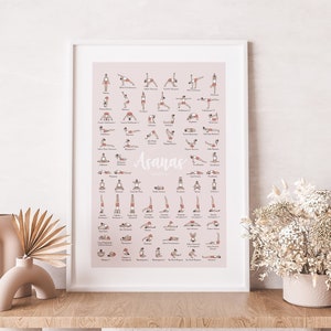 Yoga Poses Poster | Yoga Art | Yoga Print | Yoga Gifts | Yoga Signs | Asana Poster | Fitness Wall Decal | Yoga Decor | Gym Art | Pilates