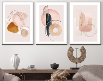 Navy Blush Wall Art Etsy