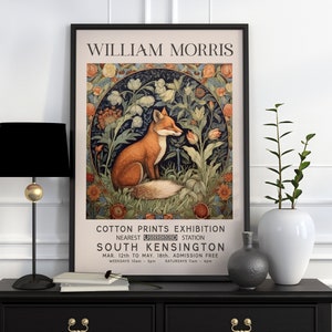 Impression William Morris, impression d'exposition William Morris, affiche William Morris, art mural vintage, art textile, affiche vintage, impression renard