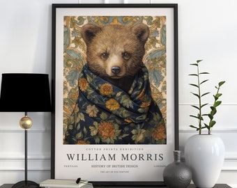 William Morris Print, William Morris Exhibition Print, William Morris Poster, Vintage Wall Art, Textiles Art, Vintage Poster, Bear Art