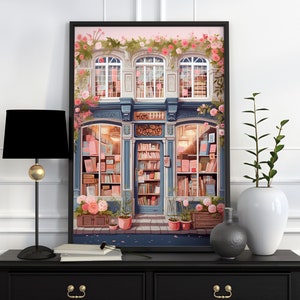 Vintage Book Store Poster, Book Shop Print, Book Lovers Gift, Reading Gift, Bookshop Wall Art, Retro Book Lovers Art, Library Art, Gift Idea