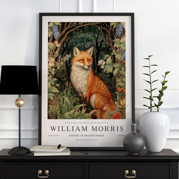 William Morris Print, William Morris Exhibition Print, William Morris Poster, Vintage Wall Art, Textiles Art, Vintage Poster, Fox Art Print