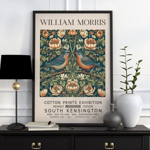 William Morris Print, William Morris Exhibition Print, William Morris Poster, Vintage Wall Art, Textiles Art, Vintage Poster, Bird Print