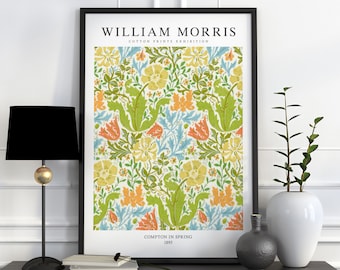 William Morris Print, William Morris Exhibition Print, William Morris Poster, Colourful Wall Art Print, Colourful Living Room Art, Compton