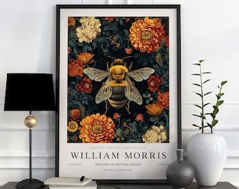 William Morris Print, William Morris Exhibition Print, William Morris Poster, Vintage Wall Art, Textiles Art, Vintage Poster, Bumble Bee Art