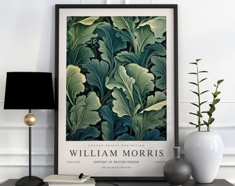 William Morris Print, William Morris Exhibition Print, Green Leaves William Morris Poster, Vintage Wall Art, Textiles Art, Vintage Poster