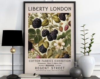 Liberty London Print, William Morris Print, Exhibition Print, William Morris Poster, Vintage Wall Art, Textiles Art, Blackberry Art